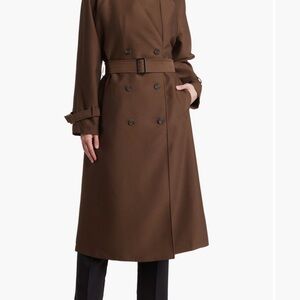 MELLODAY Double Breasted Trench Coat- Brown